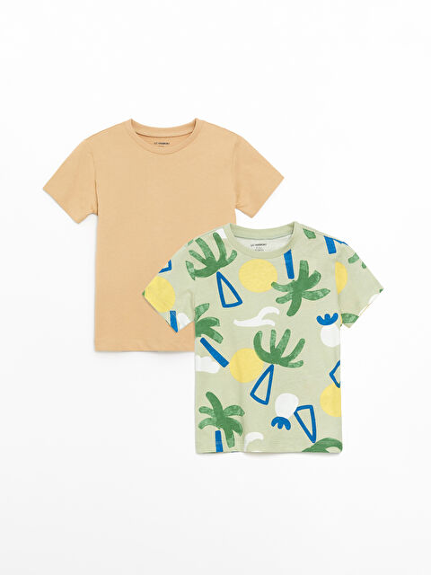 LCW Kids Crew Neck Short Sleeve Printed Baby Boys' T-Shirt 2 Pack
