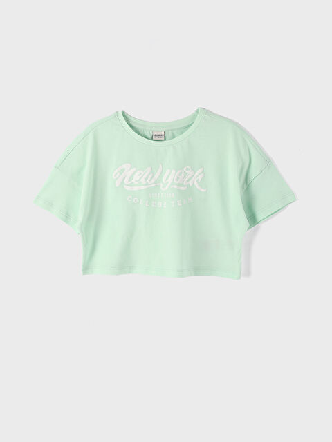 LCW Kids Crew Neck Printed Short Sleeve Girls' T-Shirt - S4FF89Z4-TPR