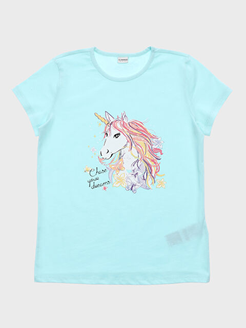 LCW Kids Crew Neck Printed Short Sleeve Girls' T-Shirt - S4FF93Z4-FVE
