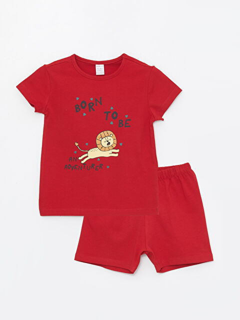LCW ECO Crew Neck Short Sleeve Printed Baby Boys' Shorts Pyjama Set - S4FG13Z1-J4N