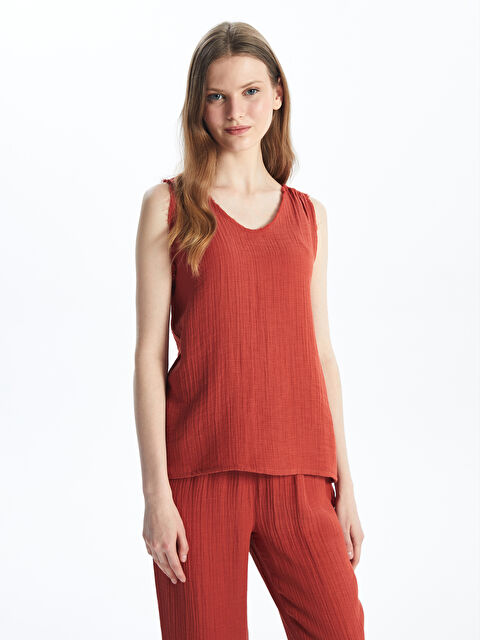 LCW DREAM Women's V Neck Plain Pyjama Set - S4FG31Z8-KF6