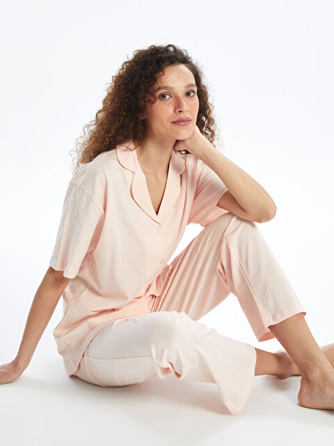 LCW DREAM Ensemble de pyjama uni à col de chemise et manches courtes pour Femmes - S4FG40Z8-JQ4