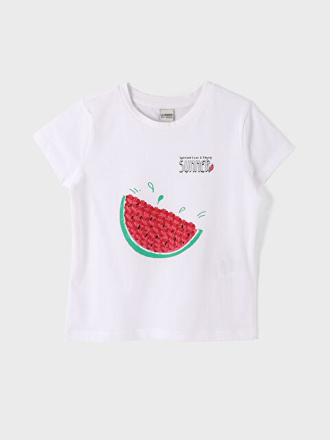 LCW Kids Crew Neck Printed Short Sleeve Girls' T-Shirt - S4FH14Z4-Q6K