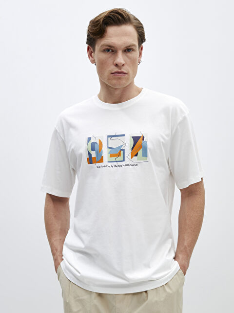 XSIDE Bisiklet Yaka Kısa Kollu Baskılı Penye Erkek Tişört - S4FH98Z8-R9J