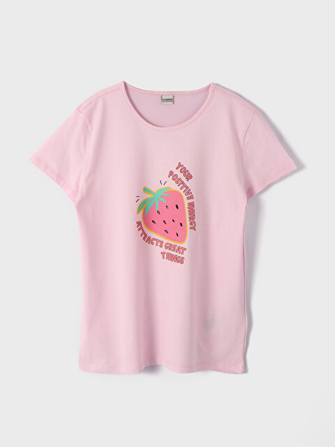 LCW Kids Crew Neck Printed Short Sleeve Girls' T-Shirt - S4FI27Z4-JH4