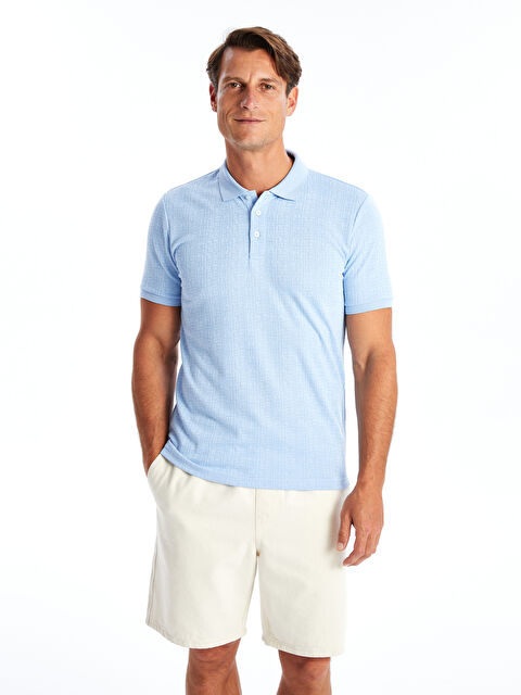 LCWAIKIKI Classic Polo Yaka Kısa Kollu Desenli Erkek Tişört - S4FI37Z8-QYD