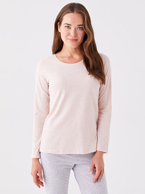 LCW ECO Bisiklet Yaka Düz Uzun Kollu Kadın Pijama Takımı - S4FI94Z8-LBV