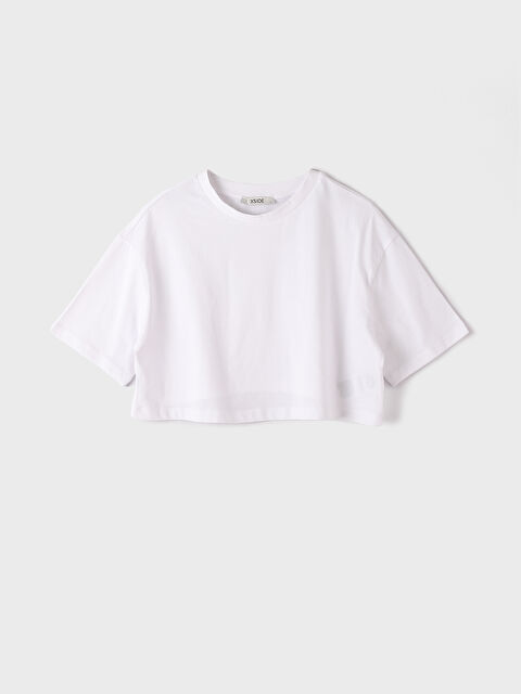 XSIDE Crew Neck Plain Short Sleeve Women's Crop