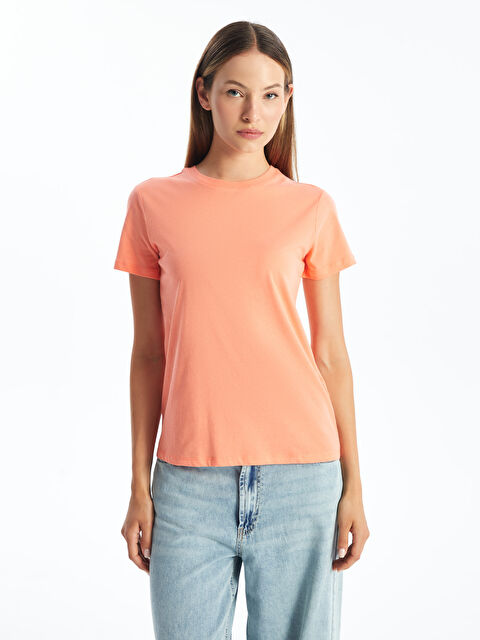 LCW Vision Crew Neck Plain Short Sleeve Women's T-Shirt - S4FJ37Z8-GKN