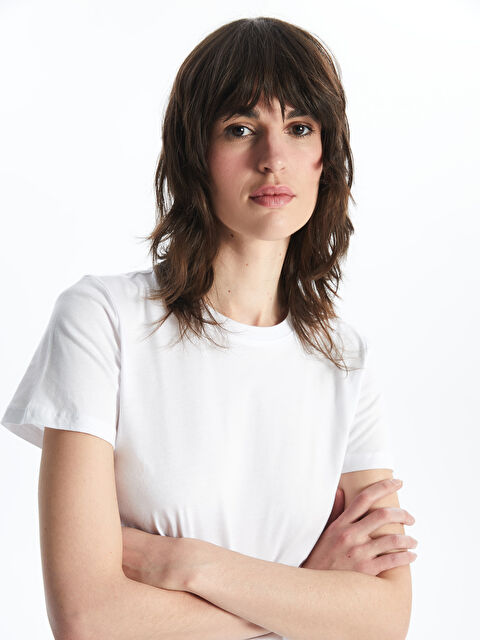 LCW Vision Bisiklet Yaka Düz Kısa Kollu Kadın Tişört - S4FJ37Z8-Q6K