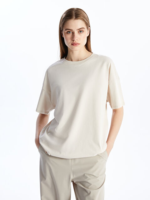 LCW Vision Crew Neck Plain Short Sleeve Oversize Women's T-Shirt - S4FJ65Z8-FXP