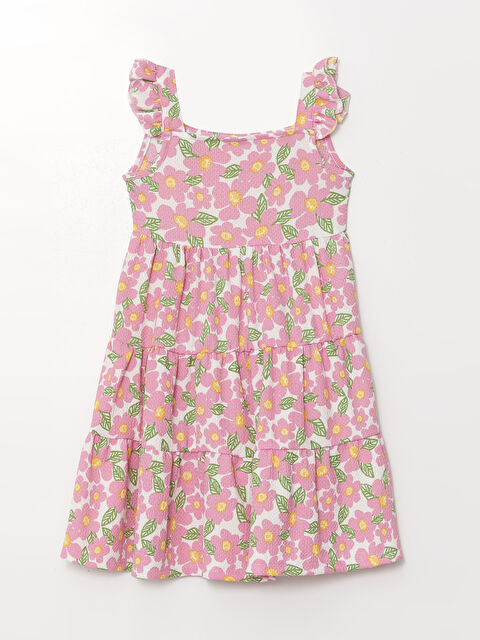 LCW Kids Square Collar Floral Girl's Dress - S4FK27Z4-LRA