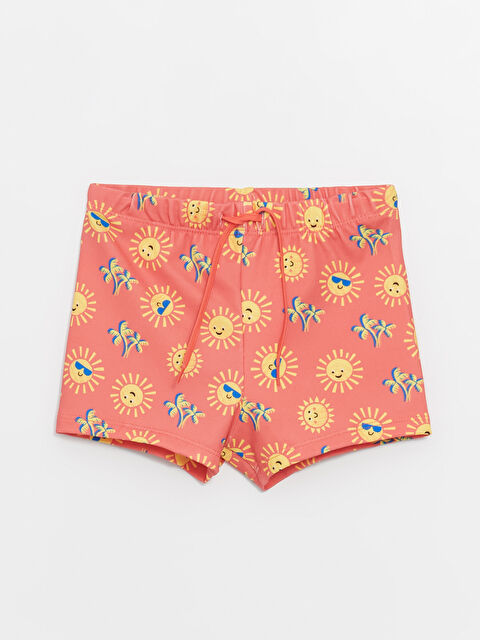LCW ECO Elastic Waist Printed Boys' Boxer Swimsuit - S4FL14Z4-M8N