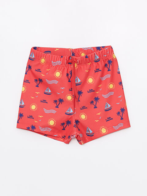 LCW ECO Elastic Waist Printed Boys' Boxer Swimsuit - S4FL17Z4-LTP