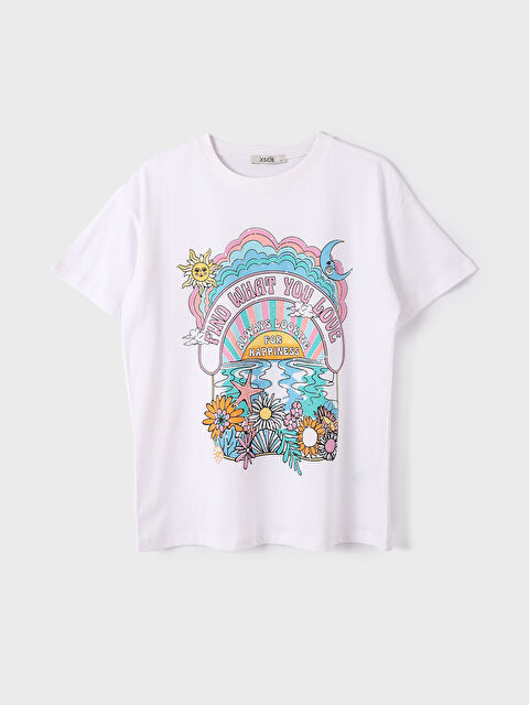 XSIDE Crew Neck Short Sleeve Printed Women's T-Shirt - S4FL79Z8-Q6K