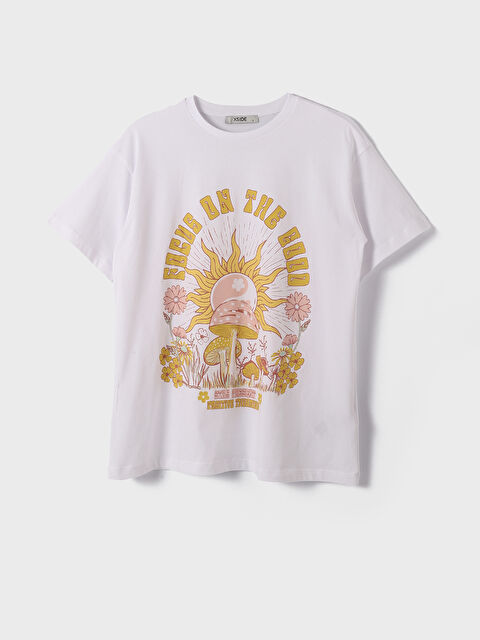 XSIDE Crew Neck Printed Short Sleeve Women's T-Shirt - S4FL81Z8-Q6K