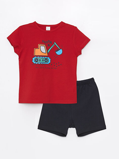 LCW ECO Crew Neck Short Sleeve Printed Baby Boys' Shorts Pyjama Set - S4FM82Z1-J4N