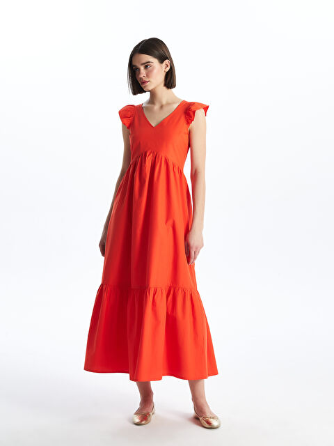 LCW Vision V Yaka Düz Kısa Kollu Kadın Elbise