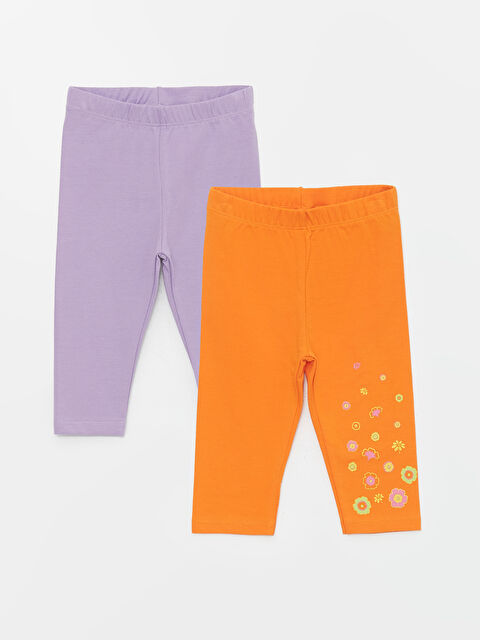 LCW ECO Beli Lastikli Çiçek Desenli Kız Bebek Tayt 2'li - S4FP15Z1-SMJ