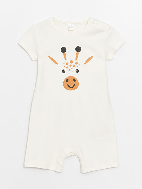 LCW ECO Bisiklet Yaka Kısa Kollu Baskılı Pamuklu Erkek Bebek Tulum - S4FP37Z1-FDH