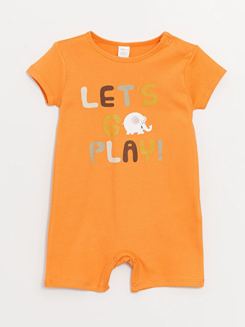 LCW ECO Crew Neck Short Sleeve Printed Cotton Baby Boys' Jumpsuit - S4FP38Z1-FKL