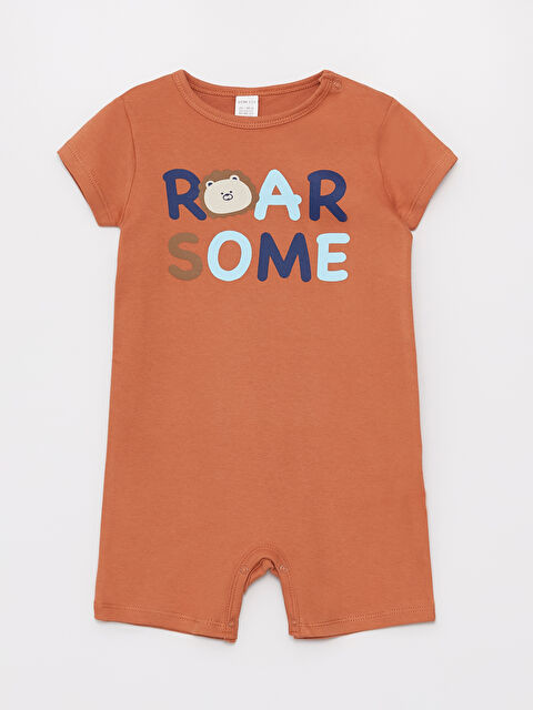 LCW ECO Kombinezon za bebe dečake od pamuka sa štampom, kratkim rukavima i okruglim izrezom - S4FP39Z1-GCP