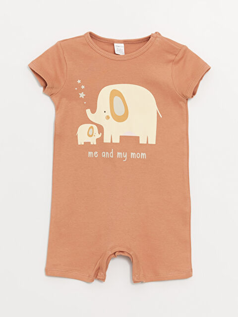 LCW ECO Crew Neck Short Sleeve Printed Cotton Baby Boys' Jumpsuit - S4FP40Z1-GD9