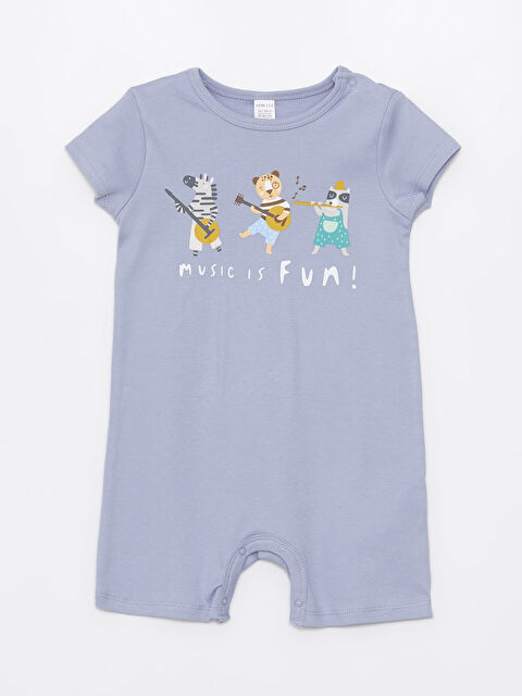 LCW ECO Crew Neck Short Sleeve Printed Cotton Baby Boys' Jumpsuit - S4FP42Z1-GCK