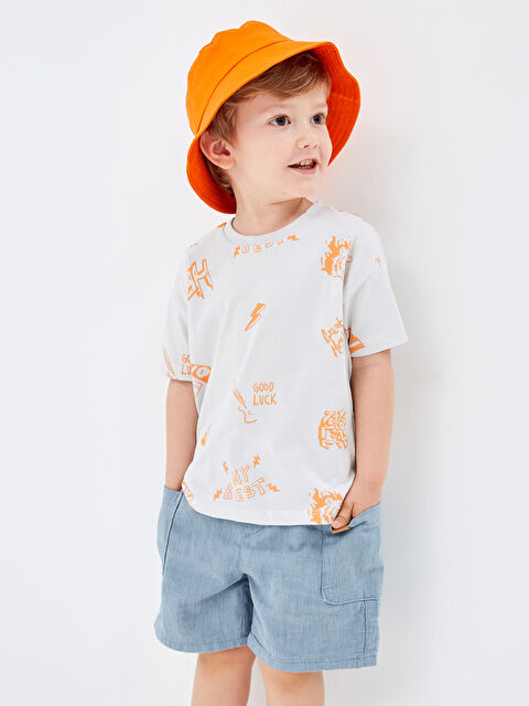 LCW Kids Crew Neck Short Sleeve Printed Baby Boys' T-Shirt - S4FP72Z1-LRV