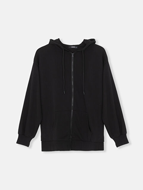 XSIDE Hooded Plain Oversize Women's Thick Zip-Up Sweatshirt - S4FP98Z8-CVL
