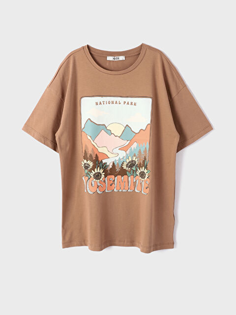 XSIDE Crew Neck Printed Short Sleeve Women's T-Shirt - S4FQ14Z8-GWY