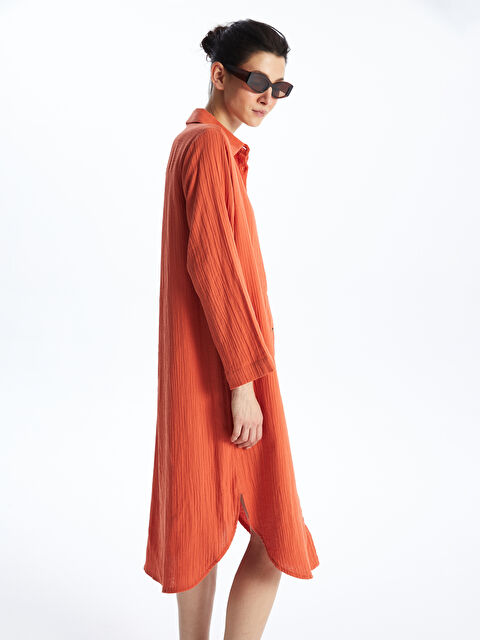 LCWAIKIKI Classic Düz Uzun Kollu Oversize Kadın Gömlek Elbise - S4FQ36Z8-GU7