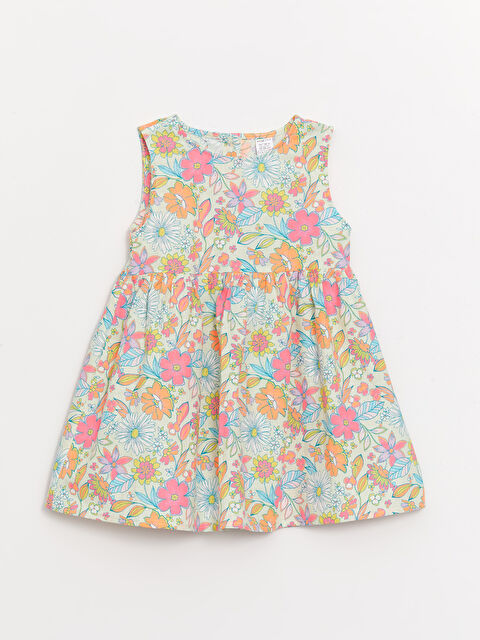 LCW ECO Bisiklet Yaka Kısa Kollu Çiçekli Kız Bebek Elbise - S4FQ38Z1-LRL