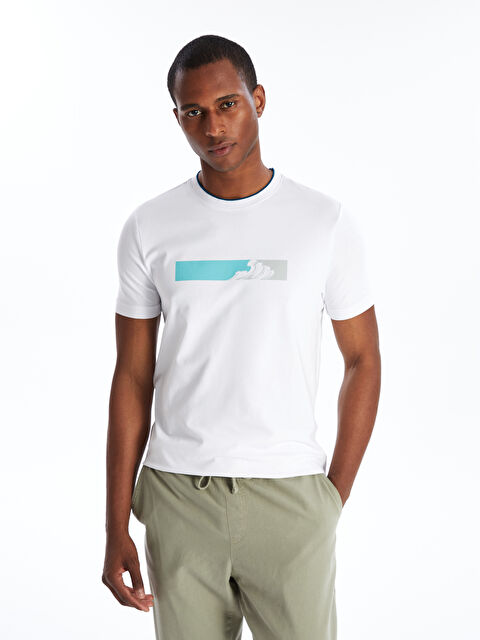 SOUTHBLUE T-shirt pour hommes en coton peigné imprimé à manches courtes et col rond - S4FQ63Z8-Q6K