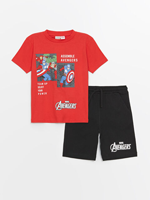 LCW Kids Crew Neck Captain America Printed Boys' T-Shirt and Shorts - S4FR30Z4-GYE