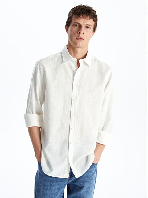 SOUTHBLUE Πουκάμισο Κανονικής Εφαρμογής Μακρυμάνικο Μείγμα Λινού για Άνδρες - S4FR40Z8-R9J