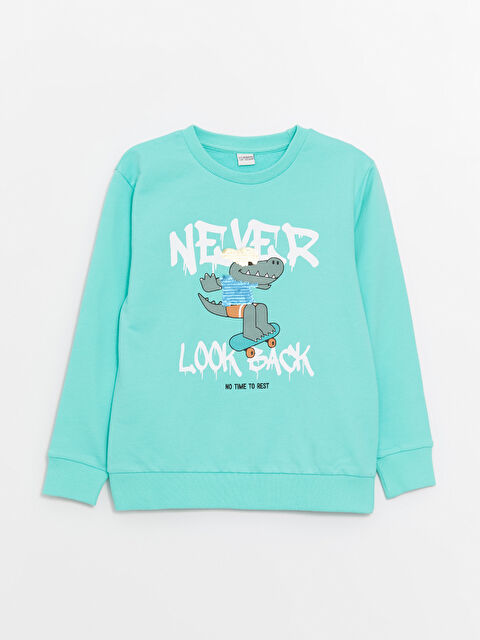 LCW Kids Crew Neck Printed Long Sleeve Boys' Sweatshirt - S4FS31Z4-G5S