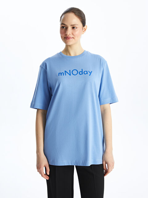 LCW Modest Crew Neck Printed Short Sleeve Women's Tunic - S4FS45Z8-QZB