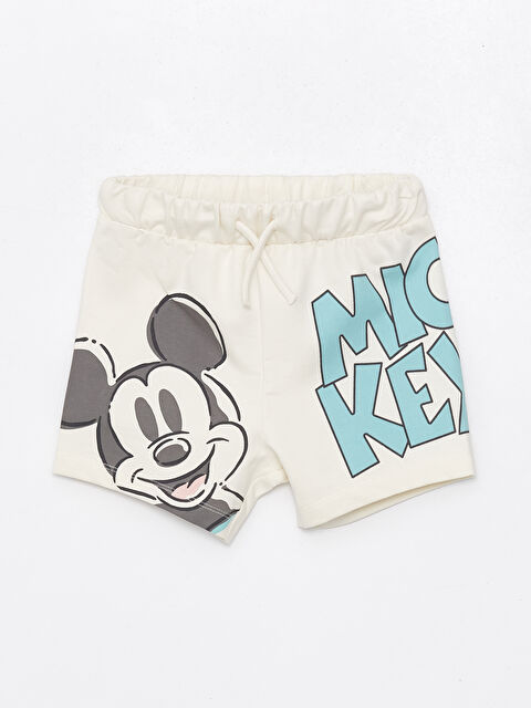 LCW Kids Elastic Waist Mickey Mouse Printed Baby Boys' Shorts - S4FS46Z1-QVK