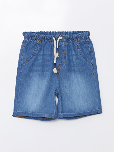 LCW Kids Elastic Waist Printed Baby Boys' Denim Shorts - S4FV67Z1-563