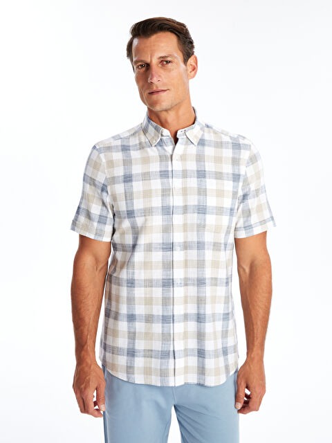 LCWAIKIKI Classic Regular Fit Short Sleeve Plaid Poplin Men's Shirt - S4FY38Z8-LKQ