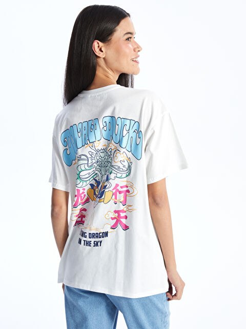 XSIDE Crew Neck Donald Duck Printed Short Sleeve Women's T-Shirt - S4FY53Z8-R9J