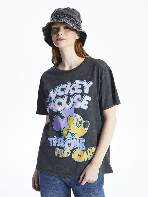 XSIDE Crew Neck Mickey Mouse Printed Short Sleeve Women's T-Shirt - S4FY59Z8-RFL