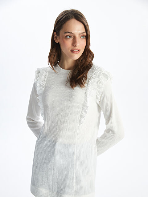 LCWAIKIKI Basic Crew Neck Plain Long Sleeve Women's Tunic - S4FY63Z8-FEW