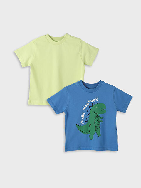 LCW Kids تيشيرت ياقة دائرية كم قصير للأولاد الرضع - عبوة من 2 - S4G041Z1-GZT