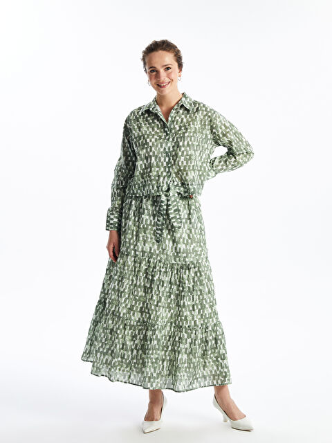 LCW Modest Beli Lastikli Desenli Kadın Etek - S4G165Z8-LRK