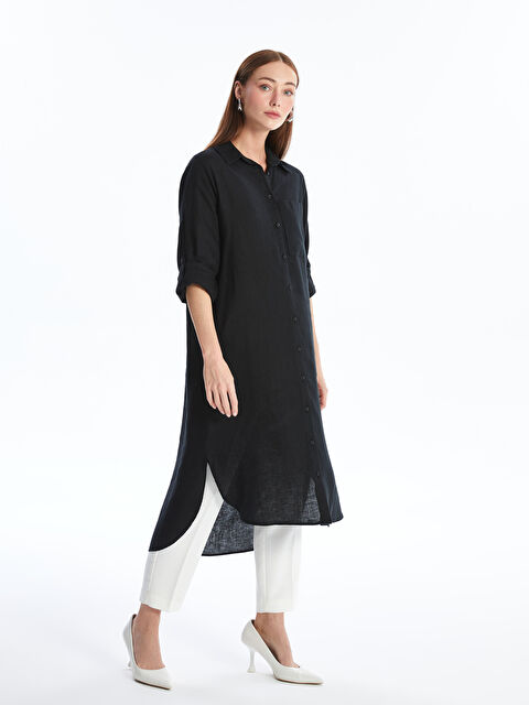 LCWAIKIKI Classic Oversize 100% Linen Women's Shirt Tunic - S4G203Z8-CVL