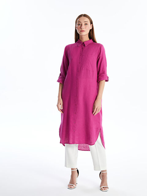 LCWAIKIKI Classic Oversize %100 Keten Kadın Gömlek Tunik - S4G203Z8-EDF