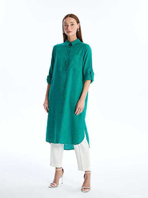 LCWAIKIKI Classic Oversize %100 Keten Kadın Gömlek Tunik - S4G203Z8-Y9Q