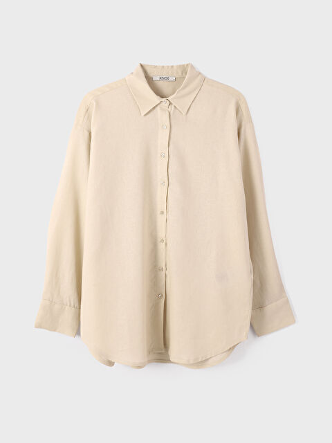 XSIDE Plain Long Sleeve Linen Women's Shirt Tunic - S4G320Z8-VHM